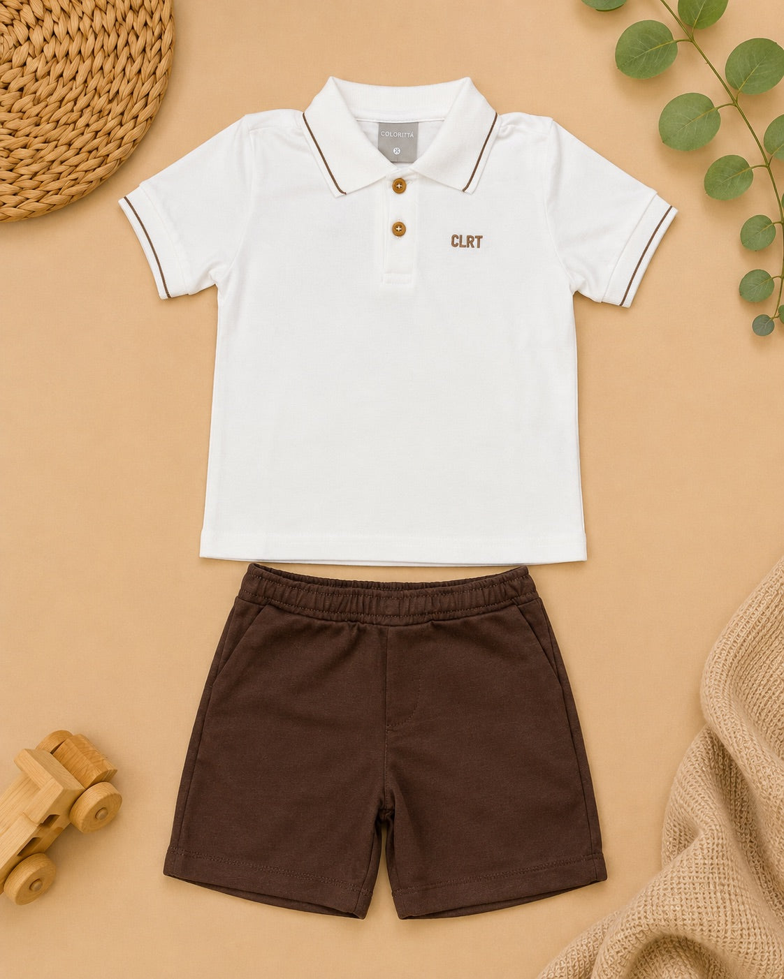 Conjunto Off White & Marrom - conjunto completo