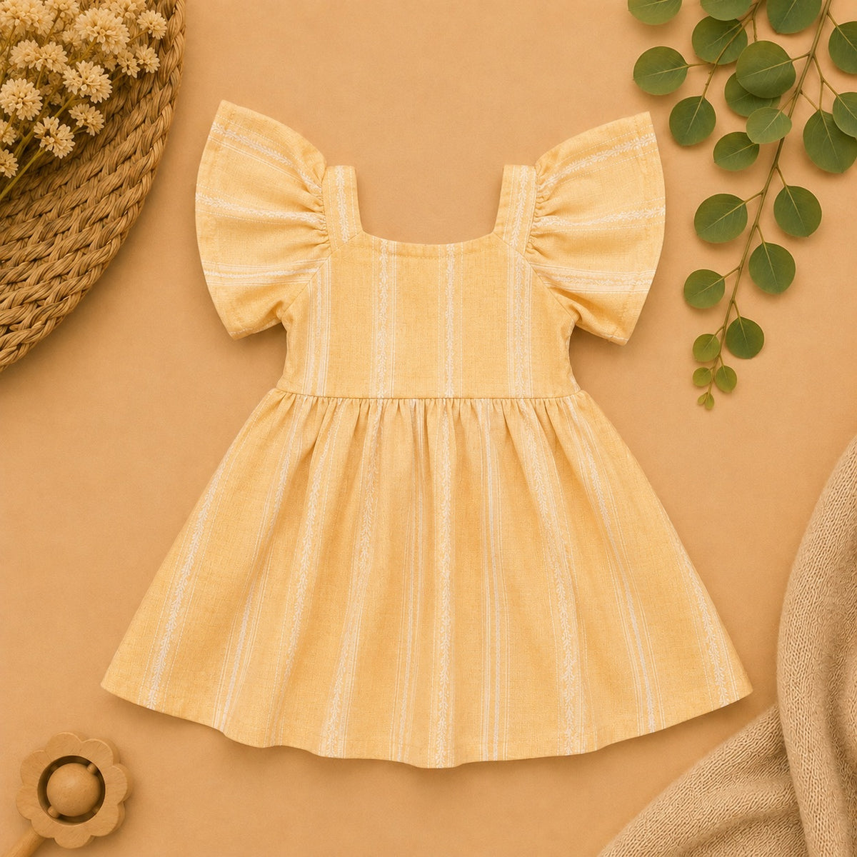 Vestido Amarelo Listrado - costas