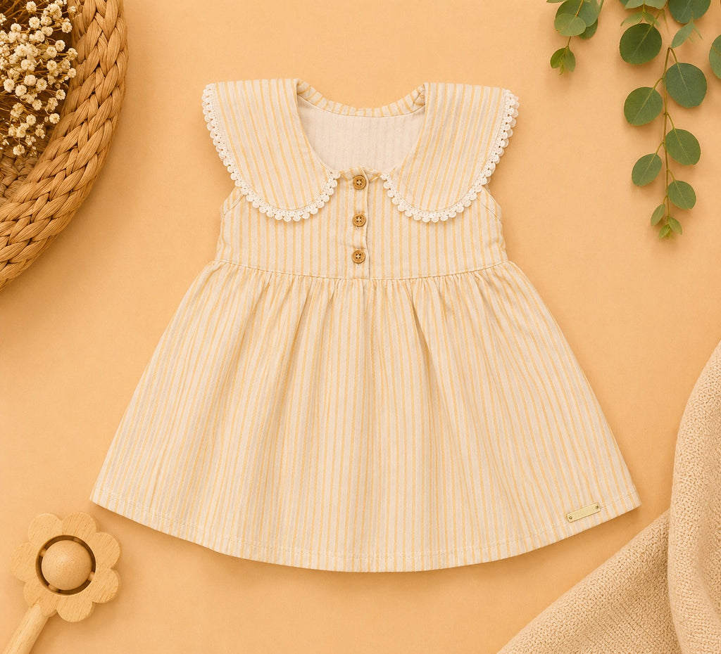 Vestido Creme Listrado - frente