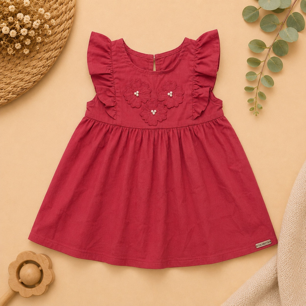 Vestido Vermelho Bordado - Coloritá